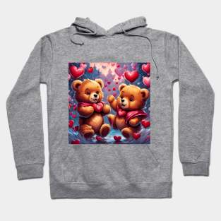 Teddy celebrating Valentines day, randome floating love hearts Hoodie